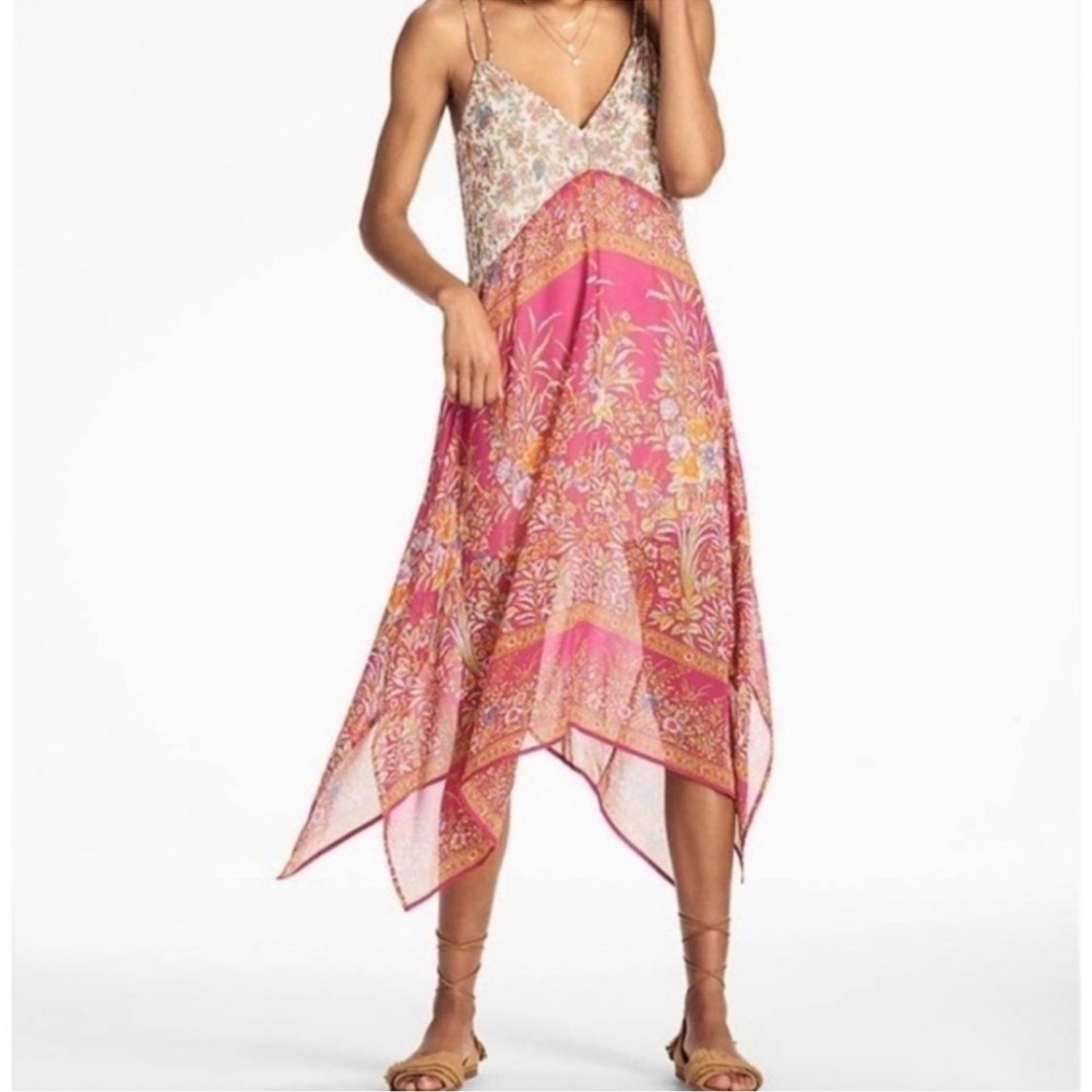 Lucky Brand Scarf Print Crisscross Spaghetti Strap Layla Dress XL